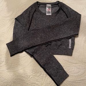 Gymshark Adapt Marl Seamless Long Sleeve Crop Top - Black